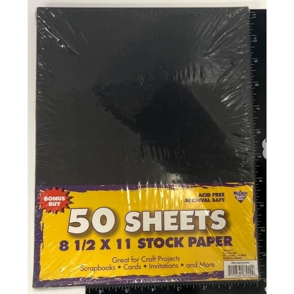 8.5" X 11" Black Stock Paper Acid-Free Archival Safe by NICOLE PPR5000BLACK - Picture 1 of 1